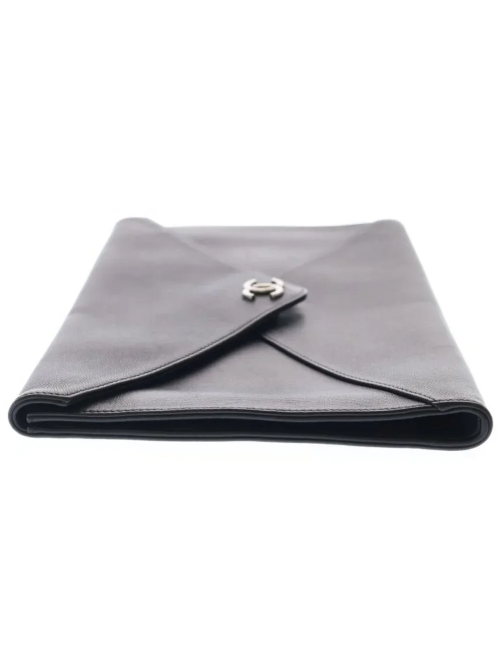 Chanel CC Logo Leather Clutch Black